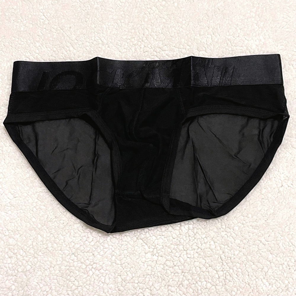 Jockmail Large (30-32) Mens Black Sheer Mesh Briefs Low Rise Underwear JM334 NEW - Picture 4 of 9